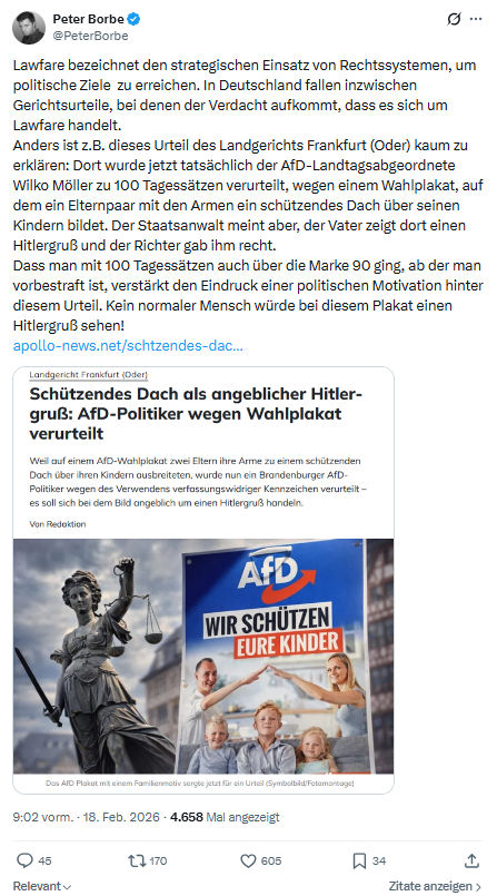Peter Borbe: Lawfare bezeichnet den strategischen Einsatz von Rechtssystemen...