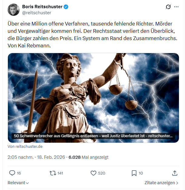 Boris Reitschuster: Über eine Million offene Verfahren...