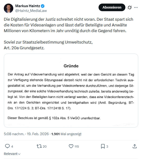 Markus Haintz: Die Digitalisierung der Justiz schreitet nicht voran...