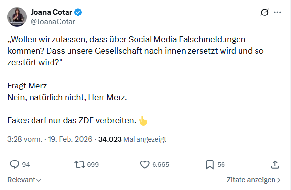 Joana Cotar: Wollen wir zulassen, dass über Social Media...
