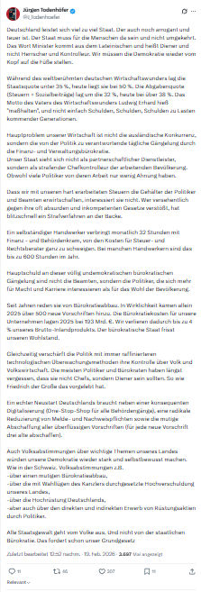 Jürgen Todenhöfer: Deutschland leistet sich viel zu viel Staat...