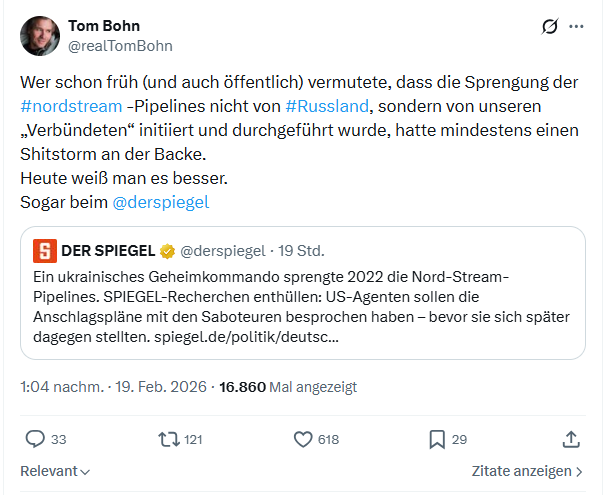 Tom Bohn: Wer schon früh (und auch öffentlich) vermutete...