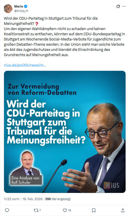 Marie kripp: Wird der CDU-Parteitag in Stuttgart...