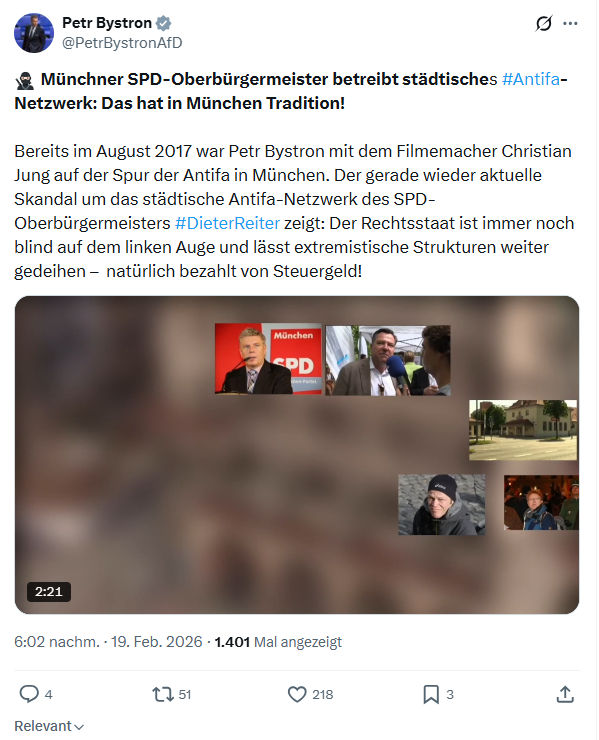 Petr Bystron: Münchner SPD-Oberbürgermeister betreibt...