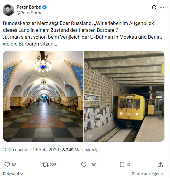 Peter Borbe: Bundeskanzler Merz sagt über Russland...