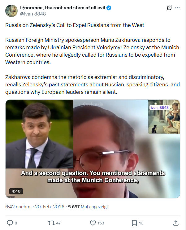 ivan Ignorance: Russia on Zelensky’s Call to Expel Russians from the West...