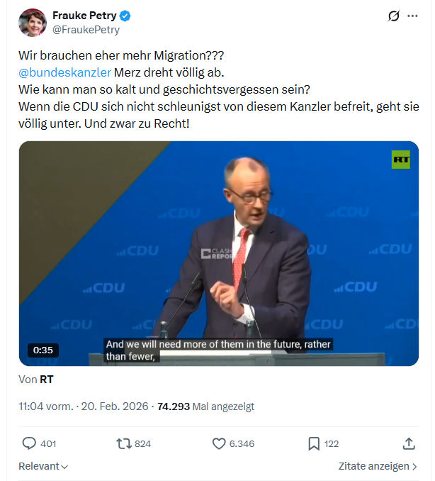 Frauke Petry: Wir brauchen eher mehr Migration...