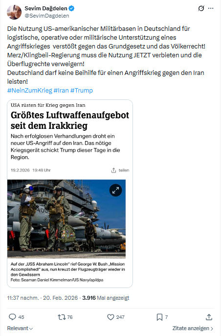 Sevim Dagdelen: Die Nutzung US-amerikanischer Militärbasen...