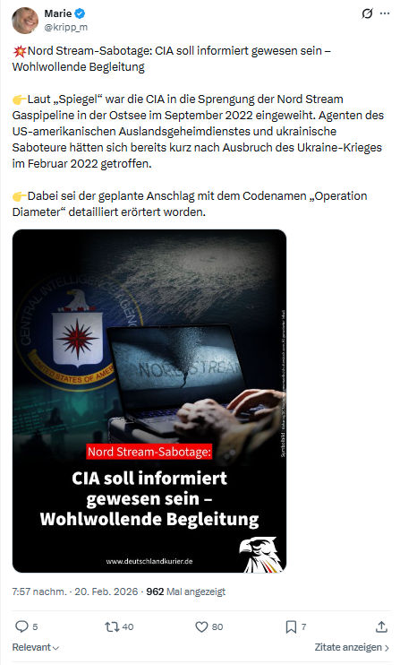 Marie kripp: Nord Stream-Sabotage...