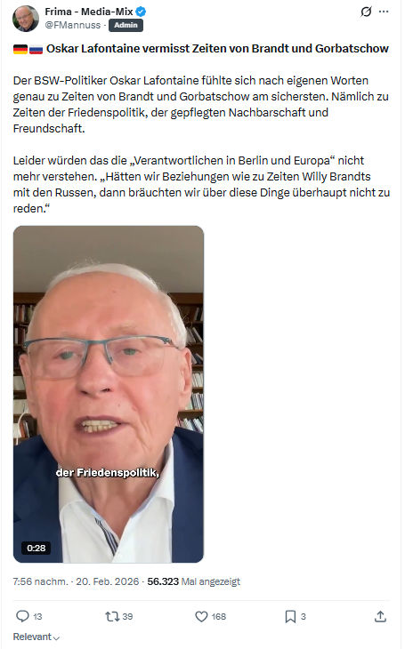 Friedrich Mannus: Oskar Lafontaine vermisst Zeiten...