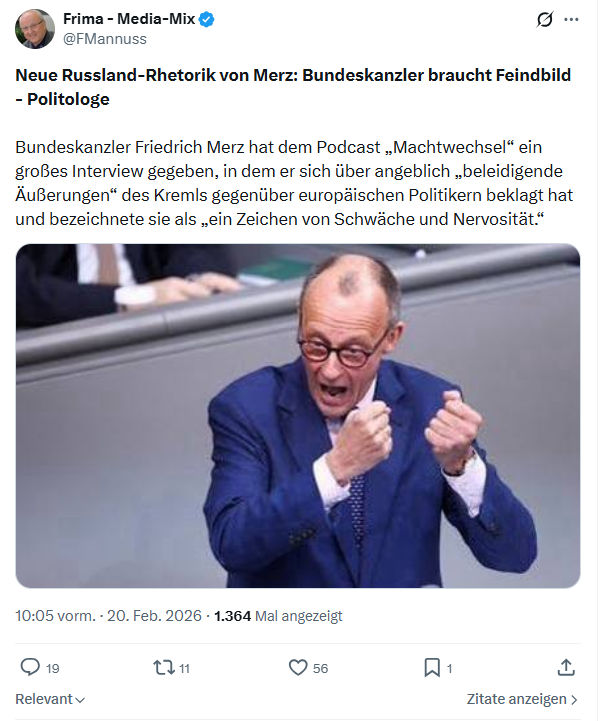 Friedrich Mannus: Neue Russland-Rhetorik von Merz...