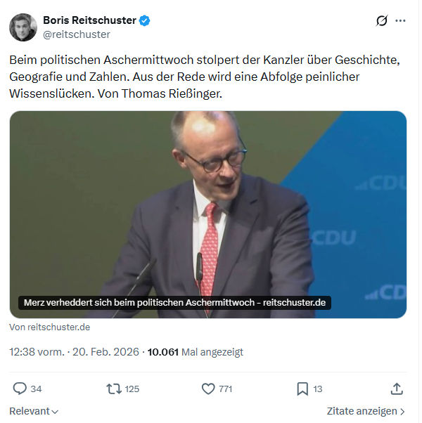 Boris Reitschuster: Beim politischen Aschermittwoch stolpert der Kanzler...