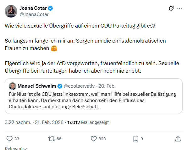Joana Cotar: Wie viele sexuelle Übergriffe...