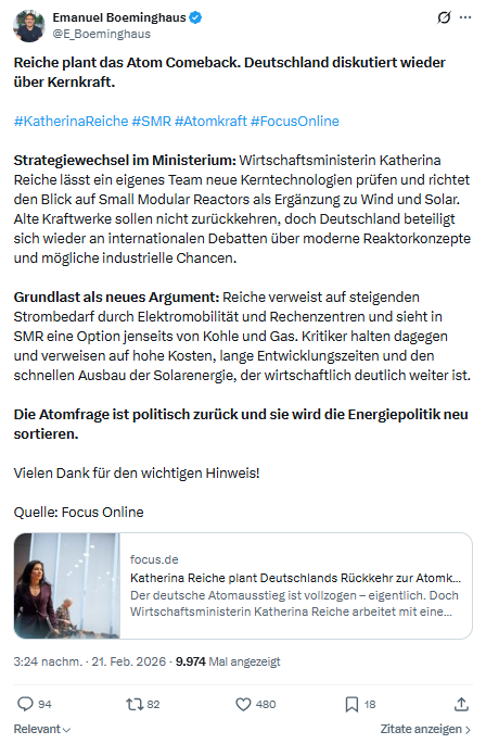 Emanuel Boeminghaus: Reiche plant das Atom Comeback...