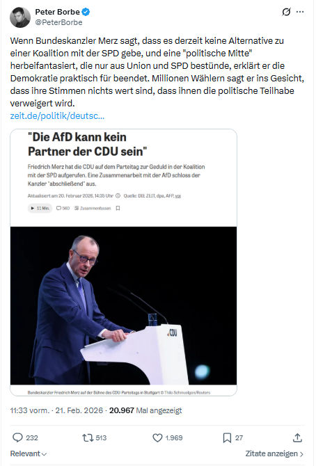 Peter Borbe: Wenn Bundeskanzler Merz sagt...