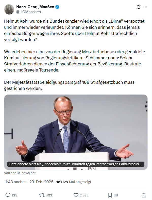 Hans-Georg Maaßen: Helmut Kohl wurde als Bundeskanzler wiederholt als „Birne“...
