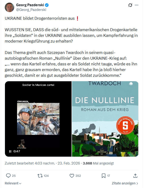 Georg Pazderski: UKRAINE bildet Drogenterroristen aus...