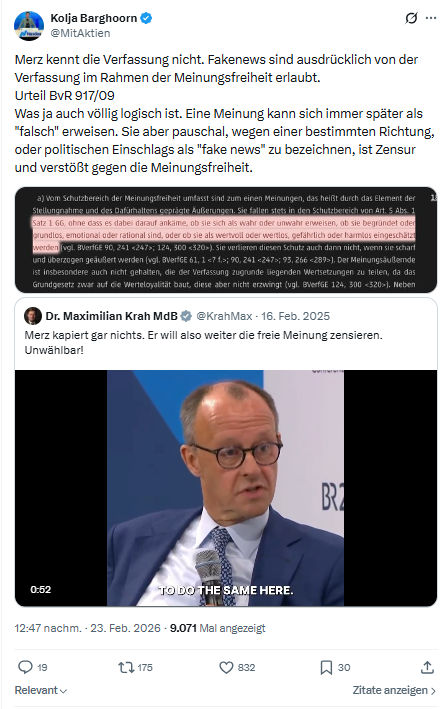 Kolja Barghoorn: Merz kennt die Verfassung nicht...