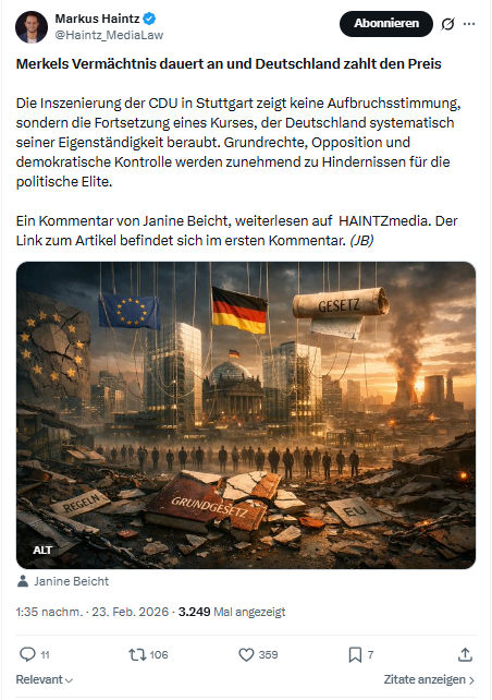 Markus Haintz: Merkels Vermächtnis dauert an und Deutschland...