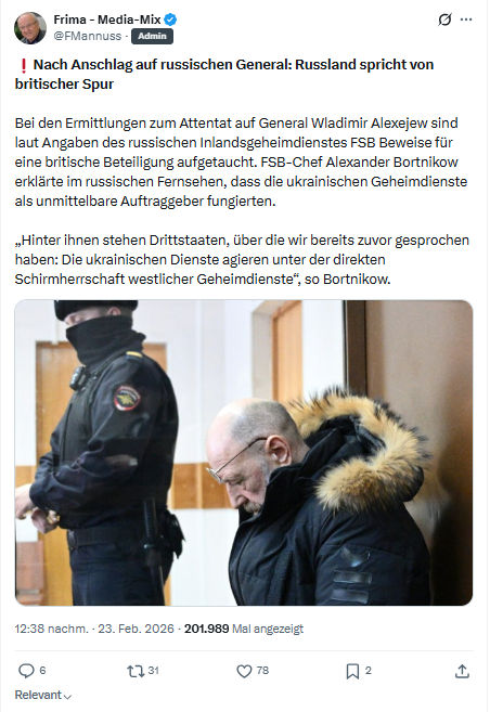 Friedrich Mannus: Nach Anschlag auf russischen General...