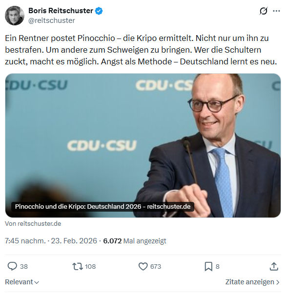 Boris Reitschuster: Ein Rentner postet Pinocchio...