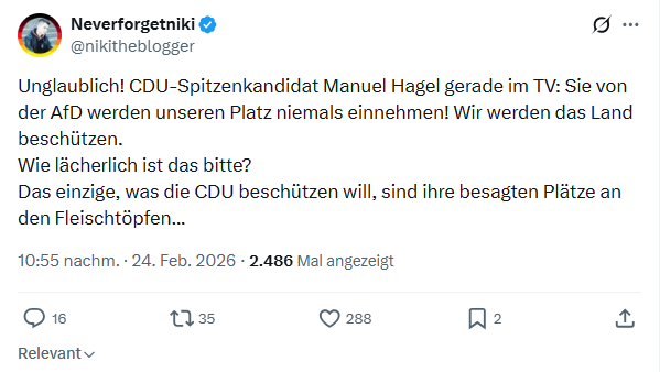 Neverforgetniki: Unglaublich! CDU-Spitzenkandidat Manuel Hagel...