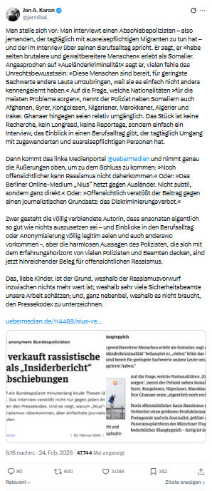 Jan A. Karon: Man stelle sich vor...