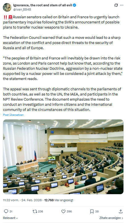 ivan Ignorance: Russian senators called on Britain and France...