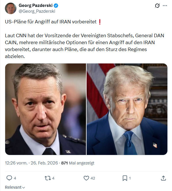 Georg Pazderski: US-Pläne für Angriff auf IRAN vorbereitet...