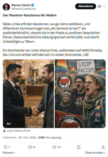 Markus Haintz: Der Phantom-Rassismus der Woken...