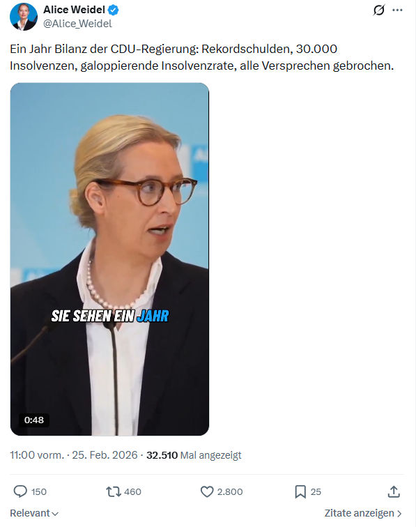 Alice Weidel: Ein Jahr Bilanz der CDU-Regierung...