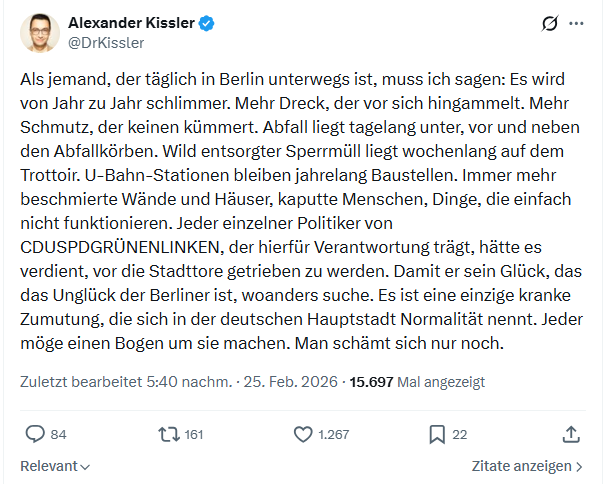 Alexander Kissler: Als jemand, der täglich in Berlin unterwegs ist...