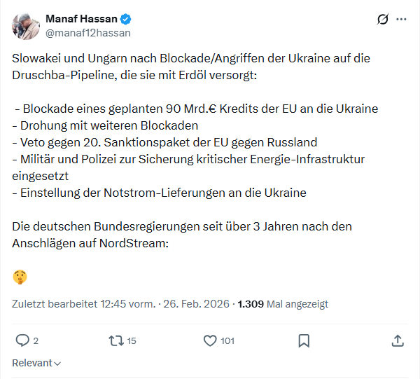 Manaf Hassan: Slowakei und Ungarn nach Blockade/Angriffen...