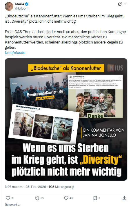 Marie kripp: „Biodeutsche“ als Kanonenfutter...