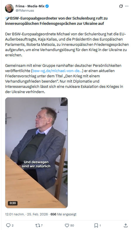 Friedrich Mannus: BSW-Europaabgeordneter von der Schulenburg...