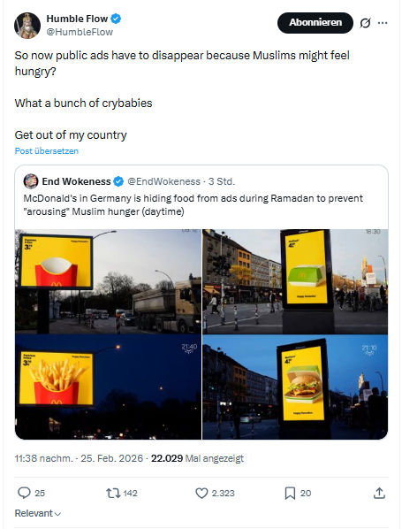 Humble Flow: So now public ads have to disappear because Muslims...