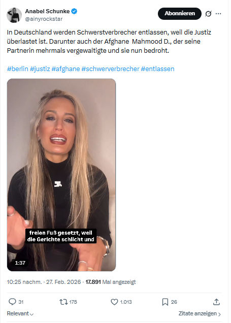 Anabel Schunke: In Deutschland werden Schwerstverbrecher entlassen...