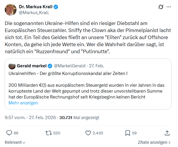 Markus Krall: Die sogenannten Ukraine-Hilfen sind ein riesiger...