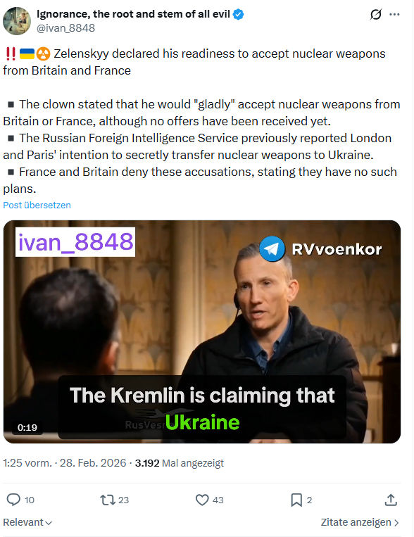 ivan Ignorance: Zelenskyy declared his readiness to accept nuclear weapons...