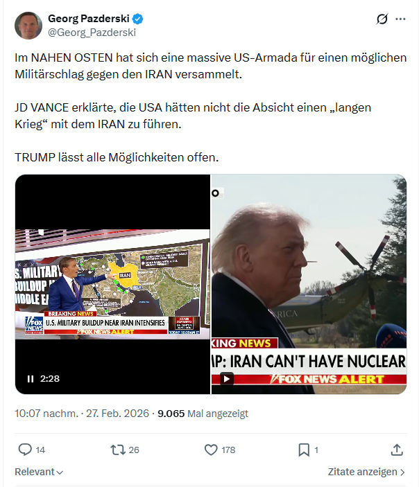 Georg Pazderski: Im NAHEN OSTEN hat sich eine massive US-Armada...