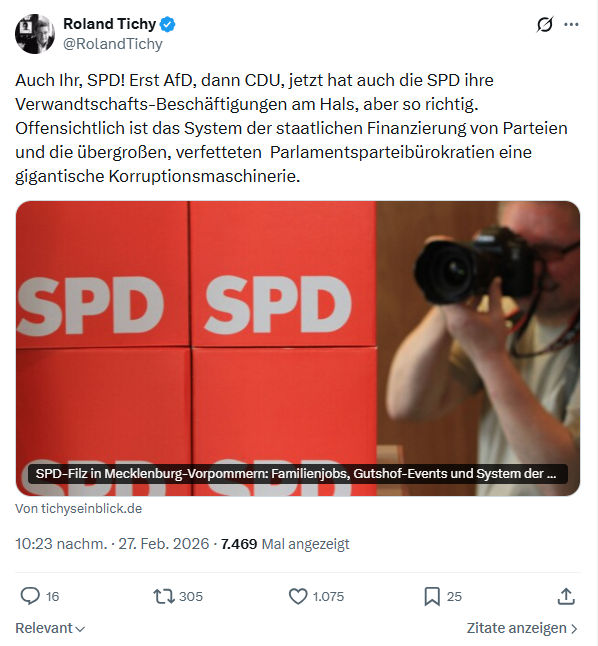 Roland Tichy: Auch Ihr, SPD! Erst AfD, dann CDU...