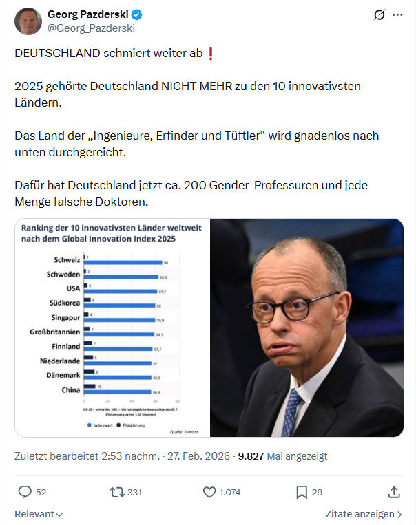 Georg Pazderski: DEUTSCHLAND schmiert weiter ab...