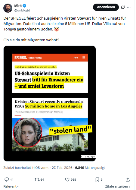 Miro Wolsfeld: Der SPIEGEL feiert Schauspielerin Kirsten Stewart...