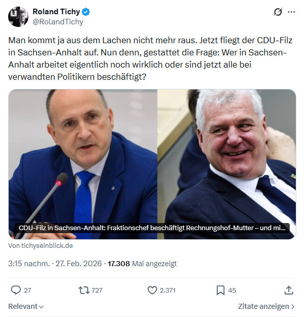 Roland Tichy: Man kommt ja aus dem Lachen...
