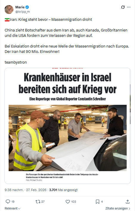 Marie kripp: Iran: Krieg steht bevor...