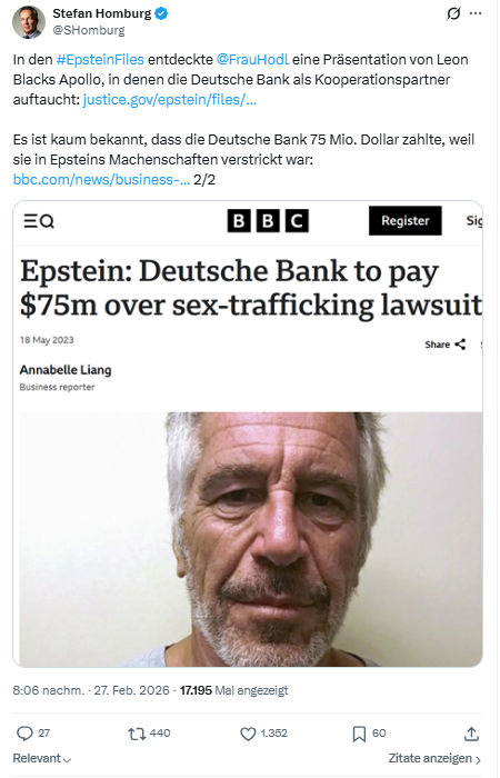 Stefan Homburg: In den #EpsteinFiles entdeckte...