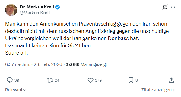 Markus Krall: Man kann den Amerikanischen Präventivschlag...