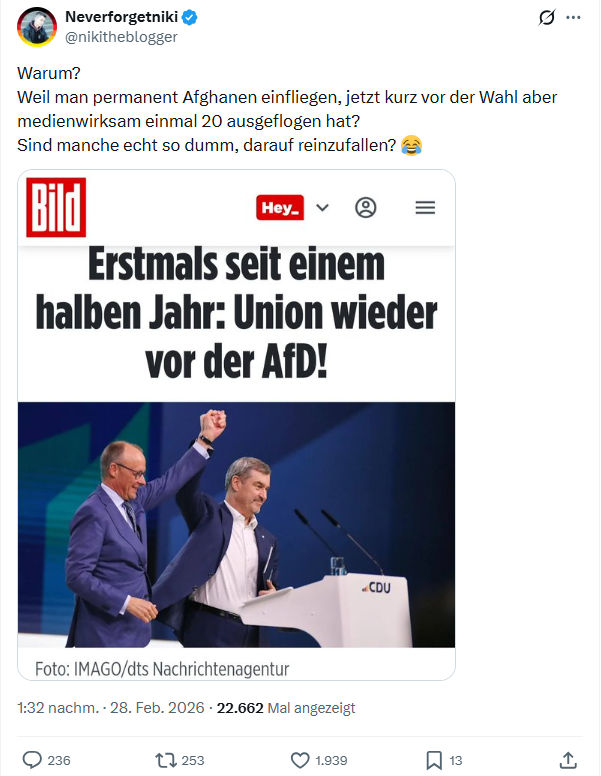 Neverforgetniki: Warum? Weil man permanent Afghanen...