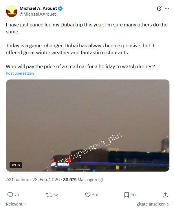 Michael A. Arouet: I have just cancelled my Dubai trip...