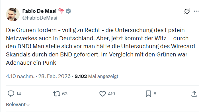 Fabio De Masi: Die Grünen fordern - völlig zu Recht...